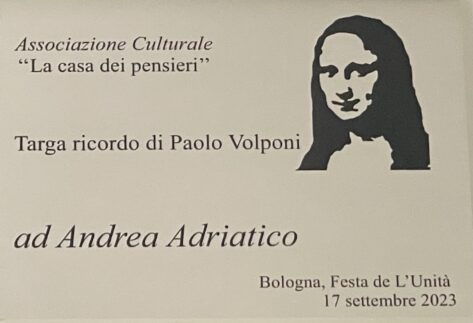 Targa Volponi ad Andrea Adriatico